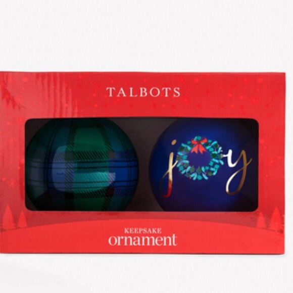 TALBOTS Joyful Blue Ornament Set of 2 - Picture 2 of 10